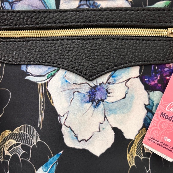 Floral Women's Hobo Bag in Black - Picture 7 of 13